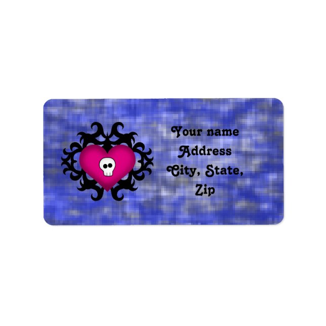 Étiquette Coeur crâne gothique (Devant)