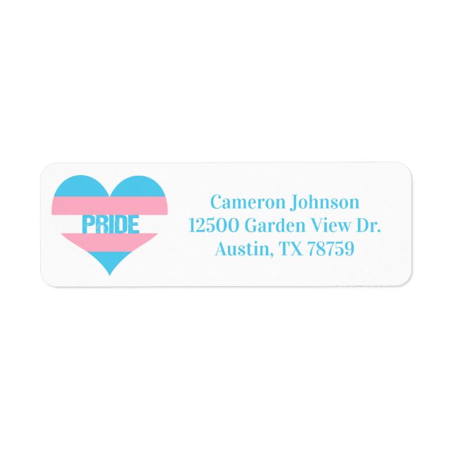 Étiquette Coeur d'amour Transgenre Pride (Devant)