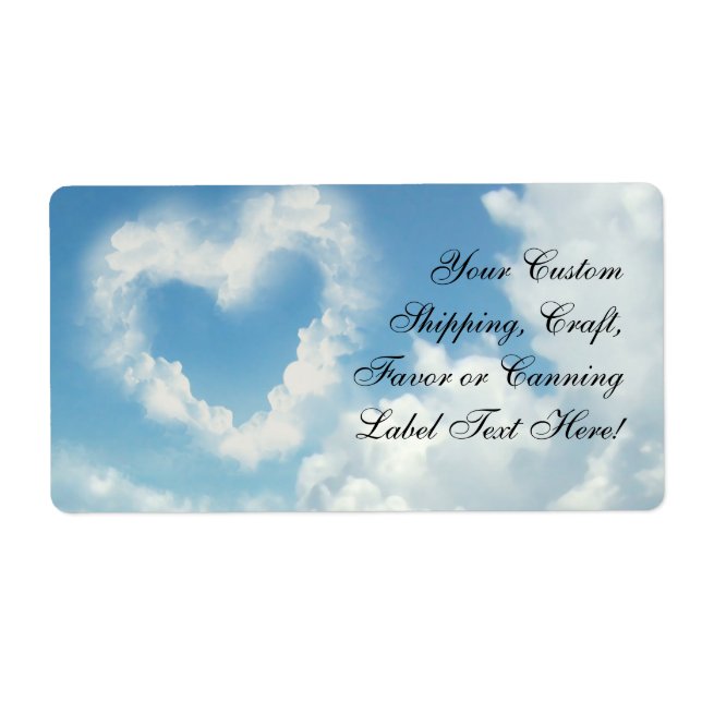 Étiquette Coeur dans les nuages, Ciel Bleu Amour romantique (Devant)
