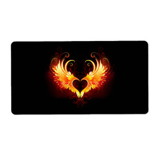 Étiquette Coeur de feu ange avec ailes