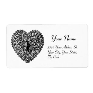 Étiquette COEUR DE LACE CUPID, noir et blanc