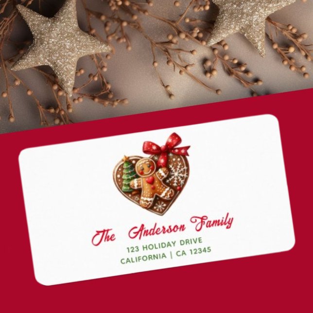 Étiquette Coeur mignon Noël Gingerpain Homme Biscuit (Créateur téléchargé)