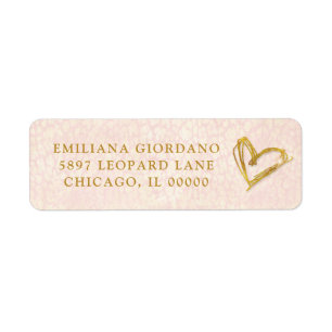 Étiquette Coeur Or Chic et Motif rose