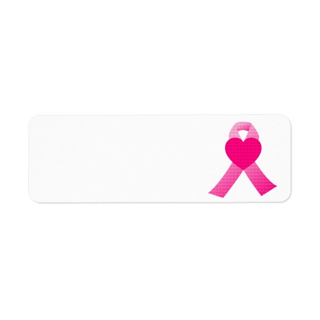 Étiquette Coeur rose Ruban Sensibilisation au cancer du sein (Devant)