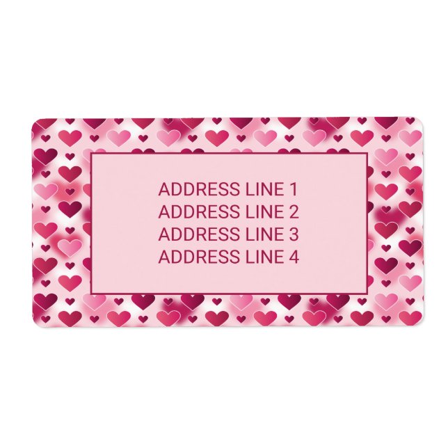 Étiquette Coeurs roses Motif Avec Texte Personnalisé (Devant)