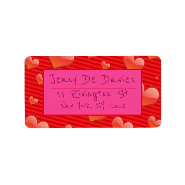 Étiquette Coeurs rouges (Devant)