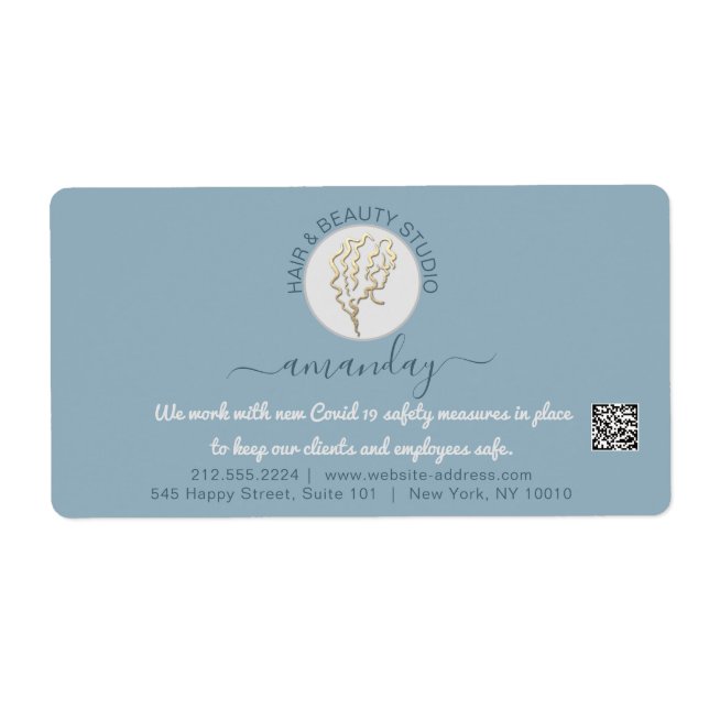 Étiquette Coiffeur Beauté Studi Lashes Gold Logo QR CODES (Devant)