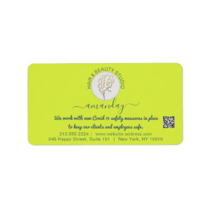 Étiquette Coiffeur Beauty Studio Lash Gold Logo QR RSVP L