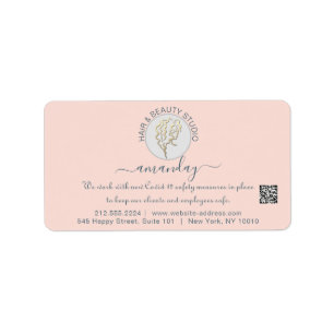 Étiquette Coiffeur Beauty Studio Lash Logo Rose QR RSVP
