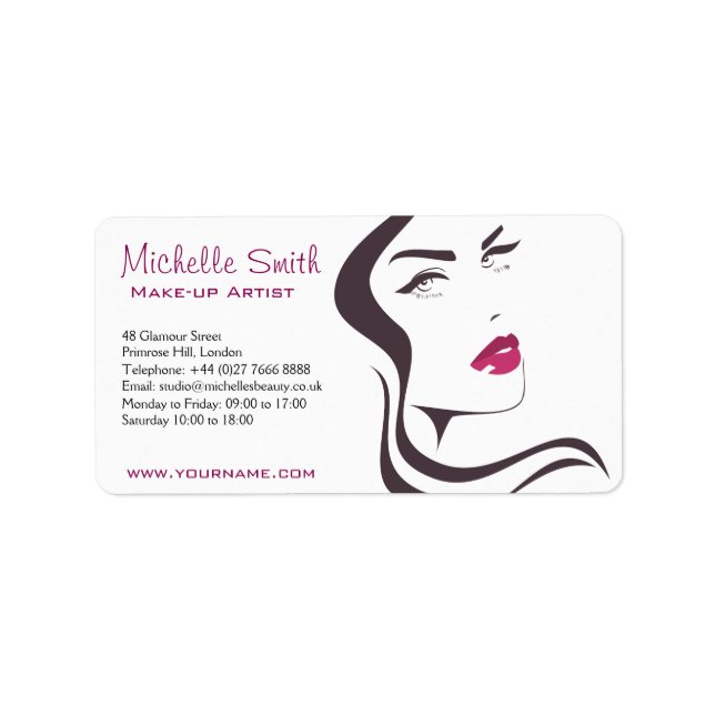 Étiquette Coiffeuse Long Hair maquiller l'image de marque de (Devant)