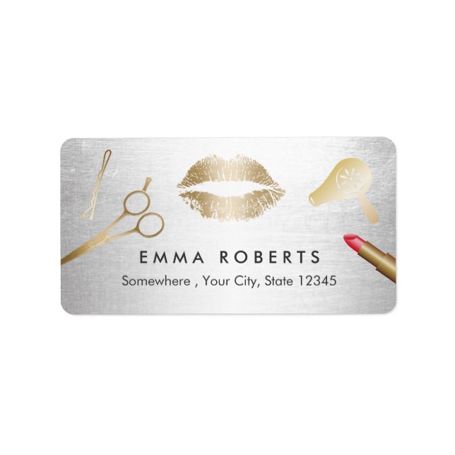 Étiquette Coiffure & maquillage Salon de beauté Moderne Or & (Devant)