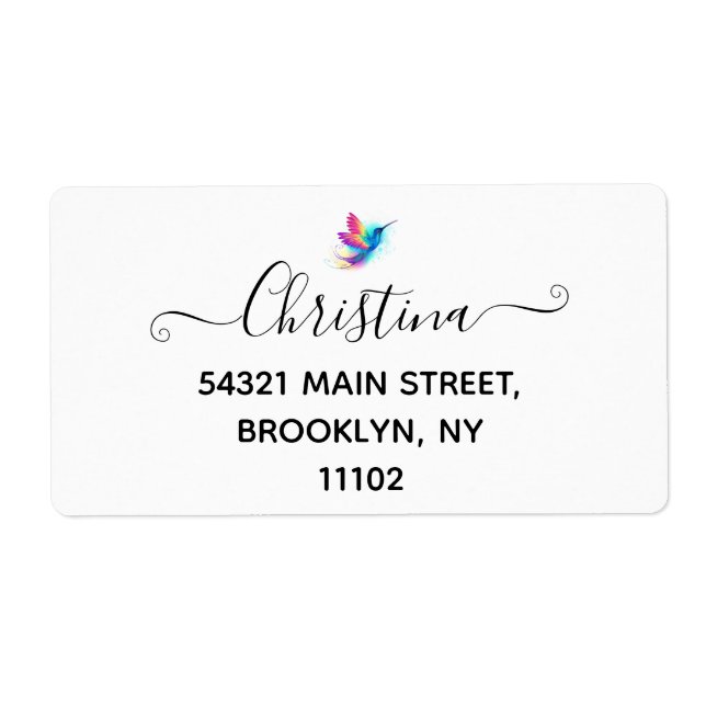 Étiquette Colibri arc-en-ciel exotique (Devant)