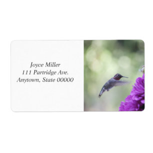 Étiquette Colibri aux dahlias violets
