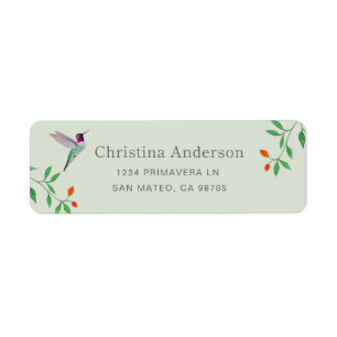Étiquette Colibri de Californie Adresse