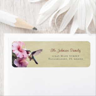 Étiquette Colibri et Hibiscus Adresse du Mariage jaune