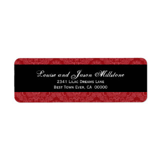 Étiquette Collection Mariage damassé en couleur rouge et bla