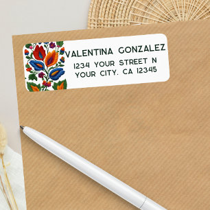 Étiquette Coloré mexicain Fiesta Folk Art Floral Broderie