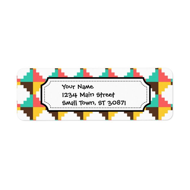 Étiquette Coloré Pastel Aztec Motif amérindien (Devant)