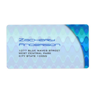 Étiquette Colorée Blue Zig Zag Motif Mod Waves Adresse