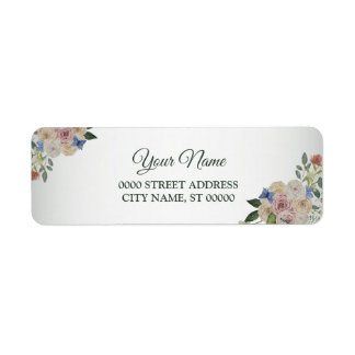 Étiquette Colorful Floral Blue Wedding Party Return Address