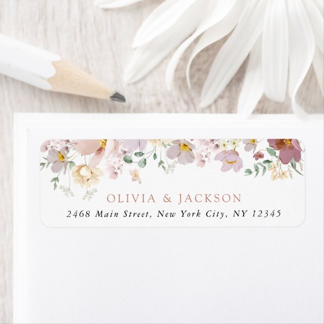 Étiquette Colorful Flowers, Wildflowers, Boho, Wedding (En situation)