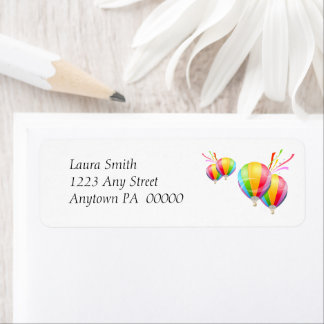 Étiquette Colorful Hot Air Balloons Return Address Label