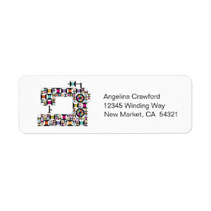 Étiquette Colorful Sewing Machine Quilt Pattern Label