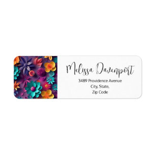 Étiquette Colorful Spring Flowers Motif Adresse