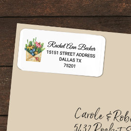 Étiquette Colorful Watercolor Coneflower & Greenery Adresse
