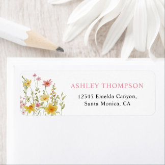 Étiquette Colorful Wildflower Graduation Party Address