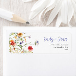 Étiquette Colorful Wildflower Wedding Return Address Label