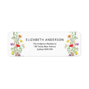 Étiquette Colorful wildflowers return address label