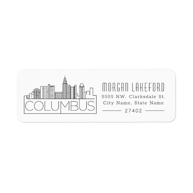 Étiquette Columbus Stylisé City Skyline | (Devant)