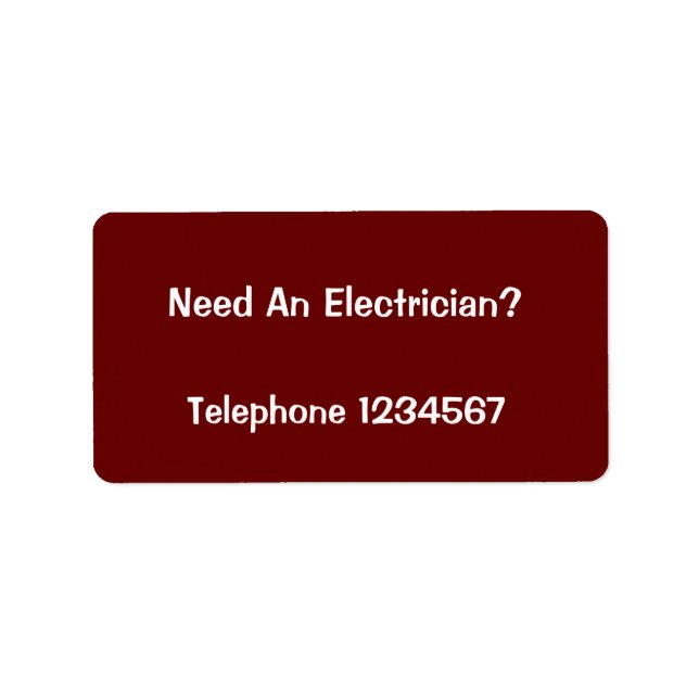 ÉTIQUETTE COMMERCES. ÉLECTRICIEN. (Devant)