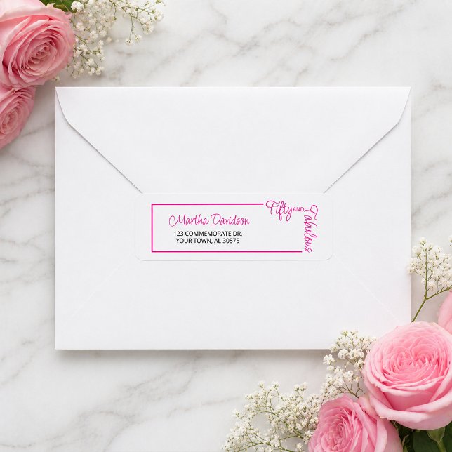 Étiquette Conception de texte pour 50e anniversaire Cinquant (Fifty and Fabulous 50th Birthday Address Design Label)