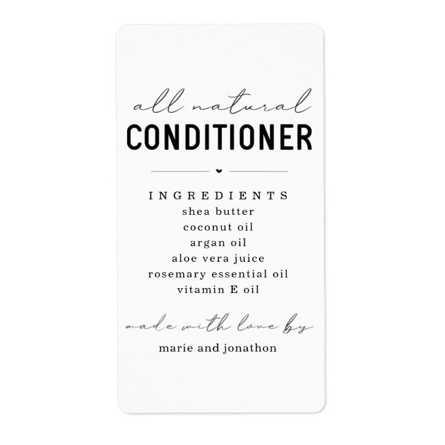 Étiquette Conditionneur maison personnalisé (Devant)