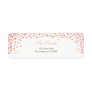 Étiquette Confetti Adresse de retour Label Rose Gold Girl Ba