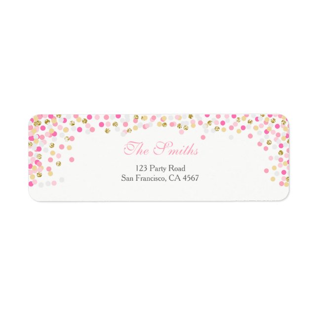 Étiquette Confetti Adresse de retour Label Rose Gold Girl Ba (Devant)