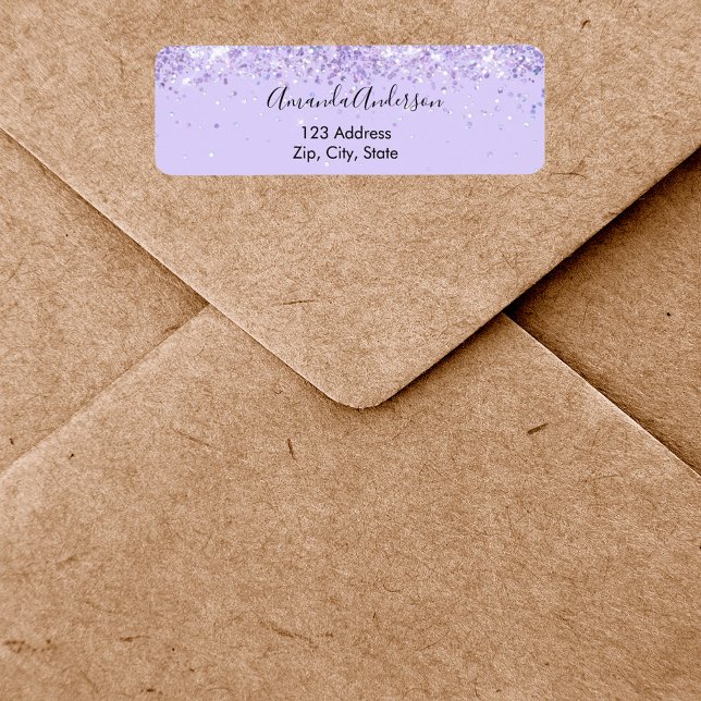 Étiquette Confettis violet lavande élégante adresse de retou (Créateur téléchargé)
