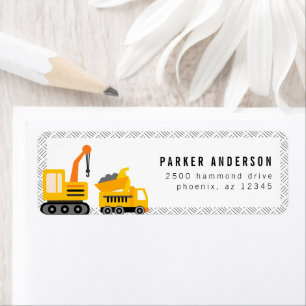 Étiquette Construction Camions Adresse Thème