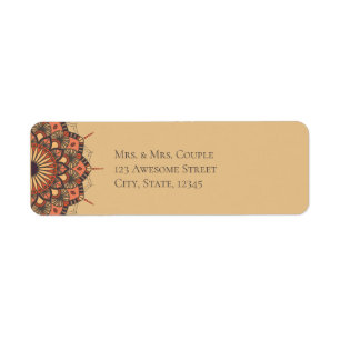 Étiquette Contemporain Brown Peach Mandala