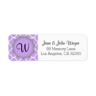 Étiquette contemporain pourpre de monogramme de