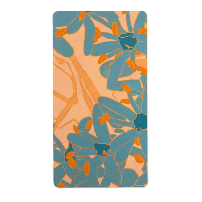 Étiquette Contemporary Leaf Design in Peach Label (Devant)