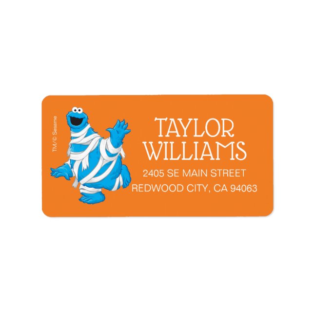 Étiquette Cookie Monster | Maman d'Halloween (Devant)