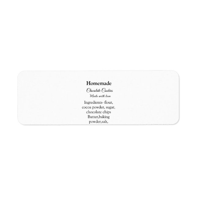 Étiquette cookies au chocolat maison faits avec amour ajoute (Devant)