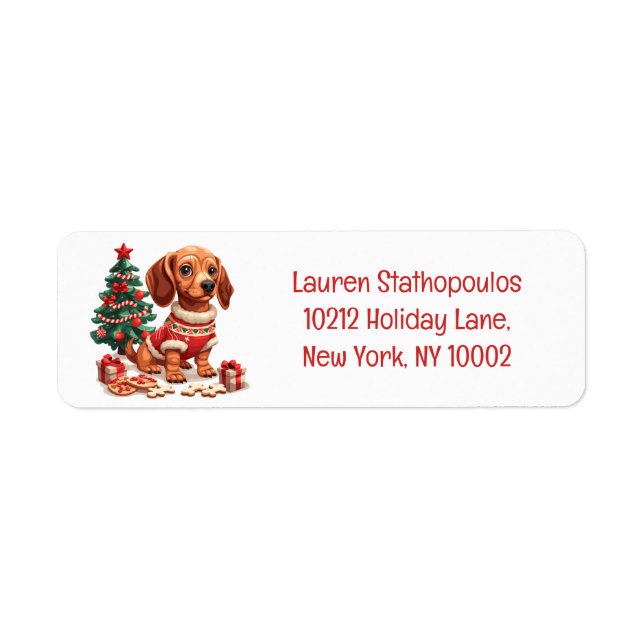 Étiquette Cookies de Noël Dachshund Dog Holiday (Devant)