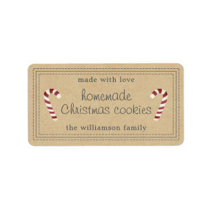 Étiquette Cookies de Noël rustiques faits maison Papier Kraf