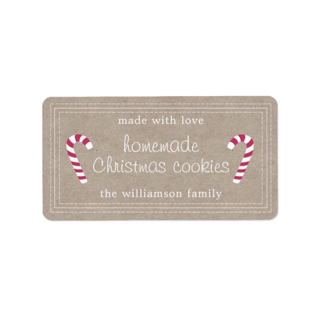 Étiquette Cookies de Noël rustiques faits maison Papier Kraf (Devant)