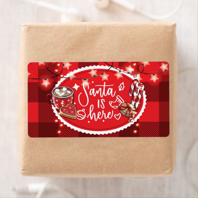 Étiquette Cookies et cacao Noël Père Noël (En situation)