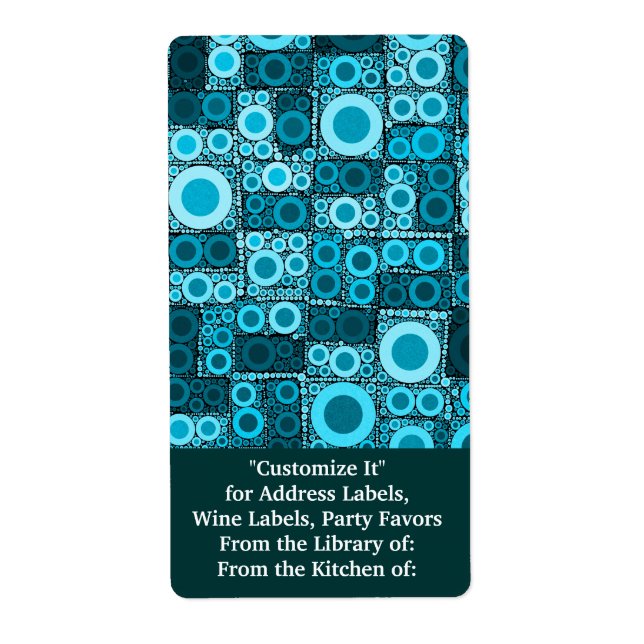 Étiquette Cool moderne Cercles Bleu Turquoise mosaïque Carre (Devant)